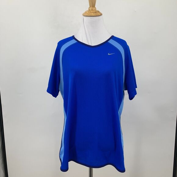 Nike Dri Fit V Neck Tee Womens XL Extra Large Harbor Vented Performance Shirt - Picture 2 of 12